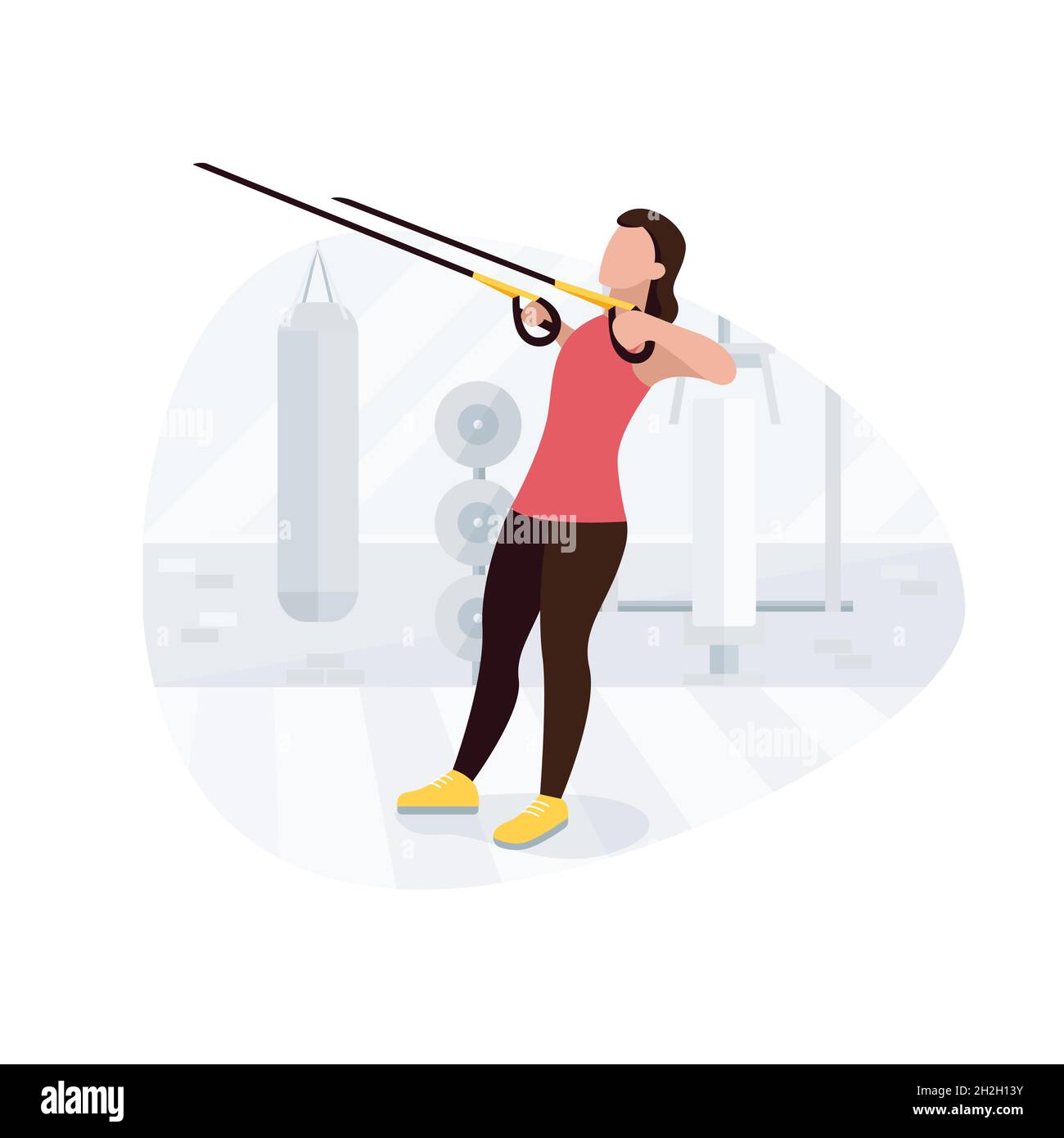 Misura la donna che si sta allenando su trx facendo esercizi di peso corporeo. Allenamento fitness Strength Illustrazione Vettoriale