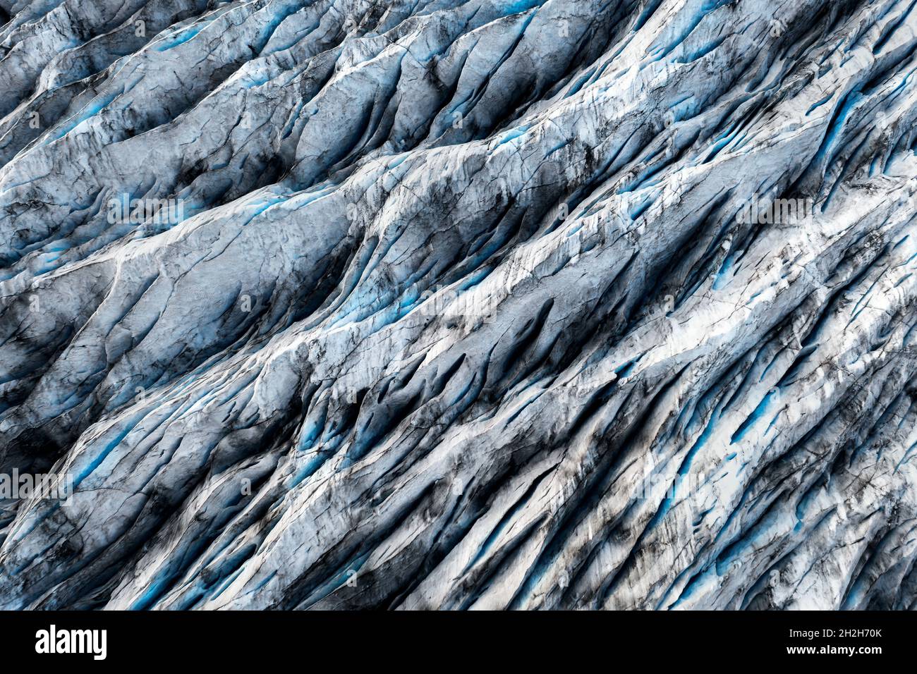 Scatto aereo di Fjallsjökull, parte del ghiacciaio di Vatnajökull. Foto Stock