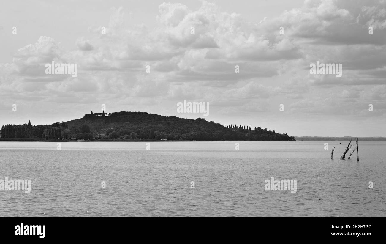 L'Isola Polvese sul Lago Trasimeno (Umbria, Italia, Europa) Foto Stock