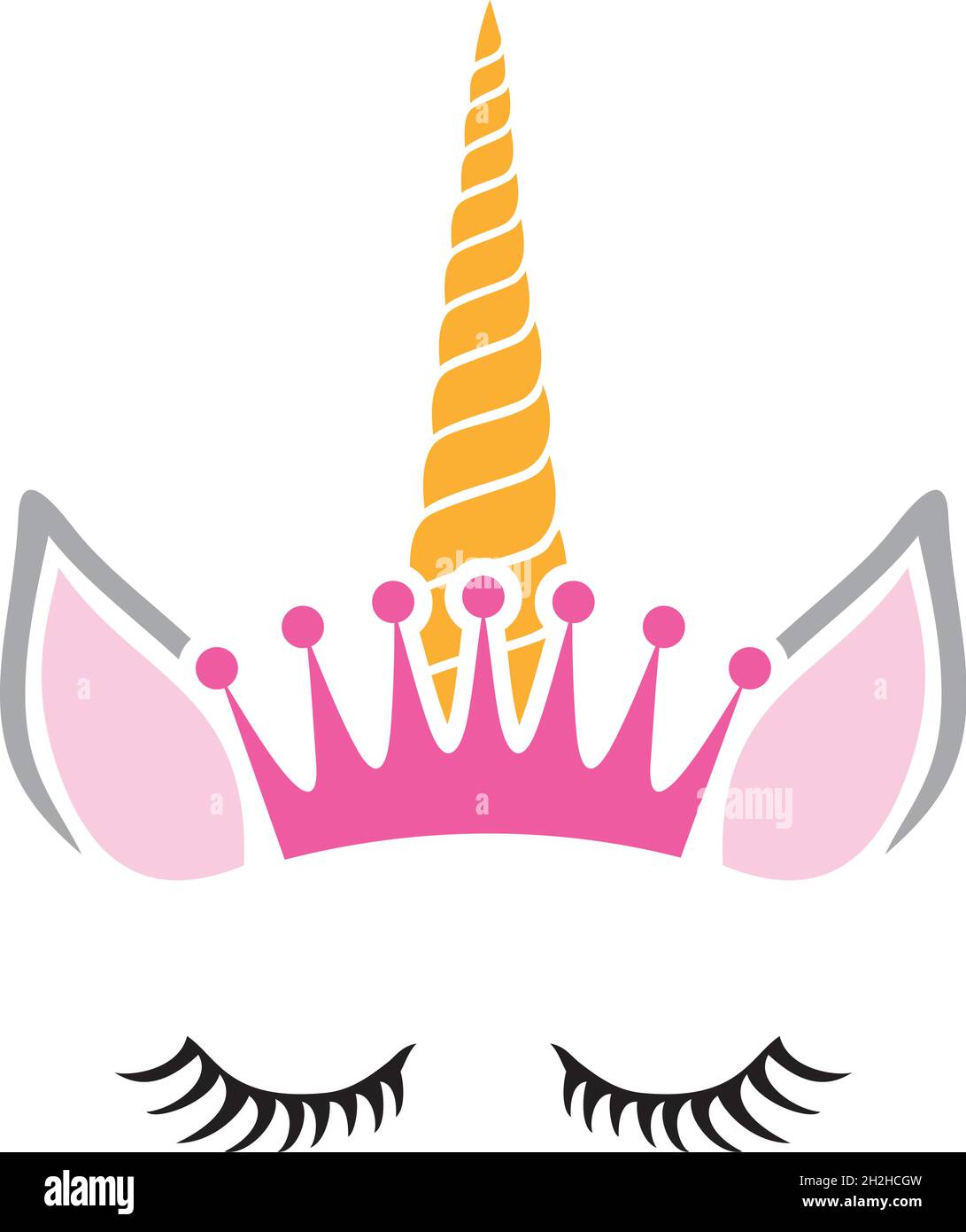 Principessa unicorno con illustrazione del vettore corona Illustrazione Vettoriale