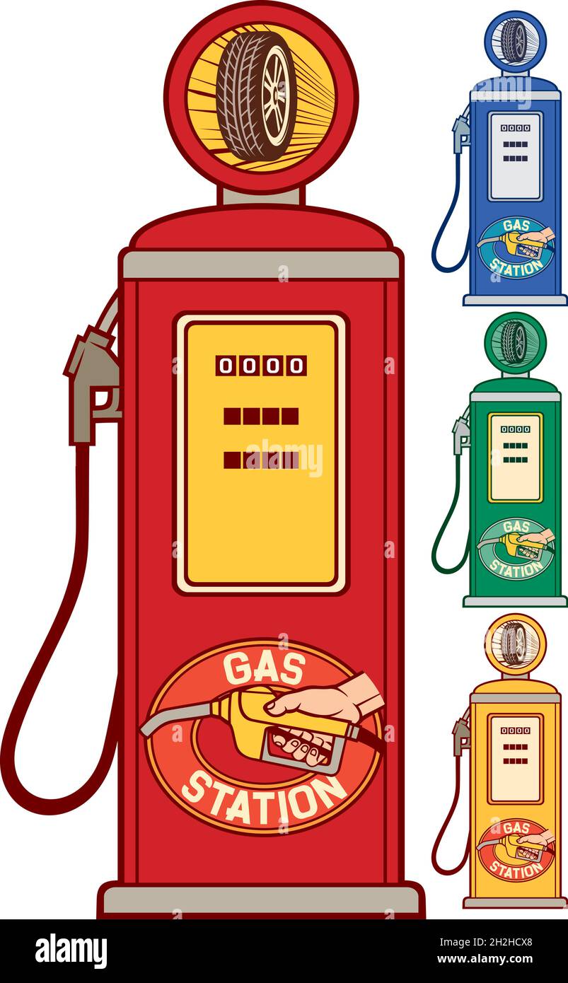 Illustrazione vettoriale della pompa benzina retro Illustrazione Vettoriale