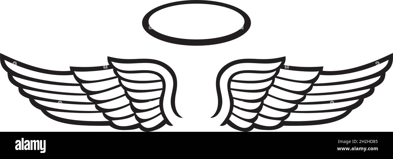Illustrazione del vettore delle ali e dell'alone dell'angelo Illustrazione Vettoriale