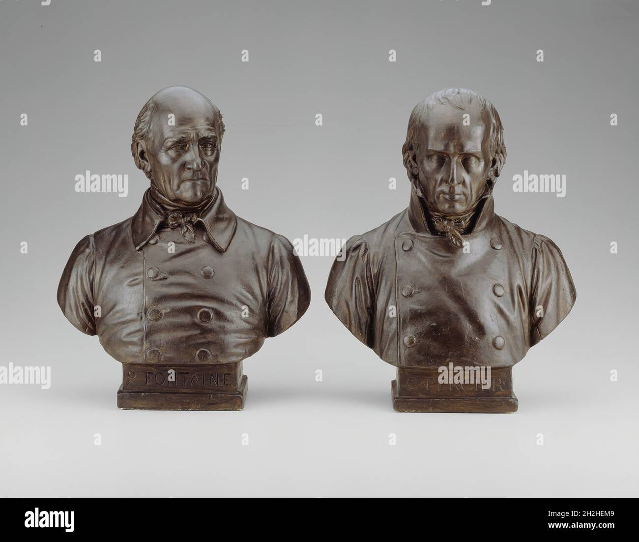 Busti di Pierre Fran&#xe7;ois Leonard Fontaine e Charles Percier, 1839. Foto Stock