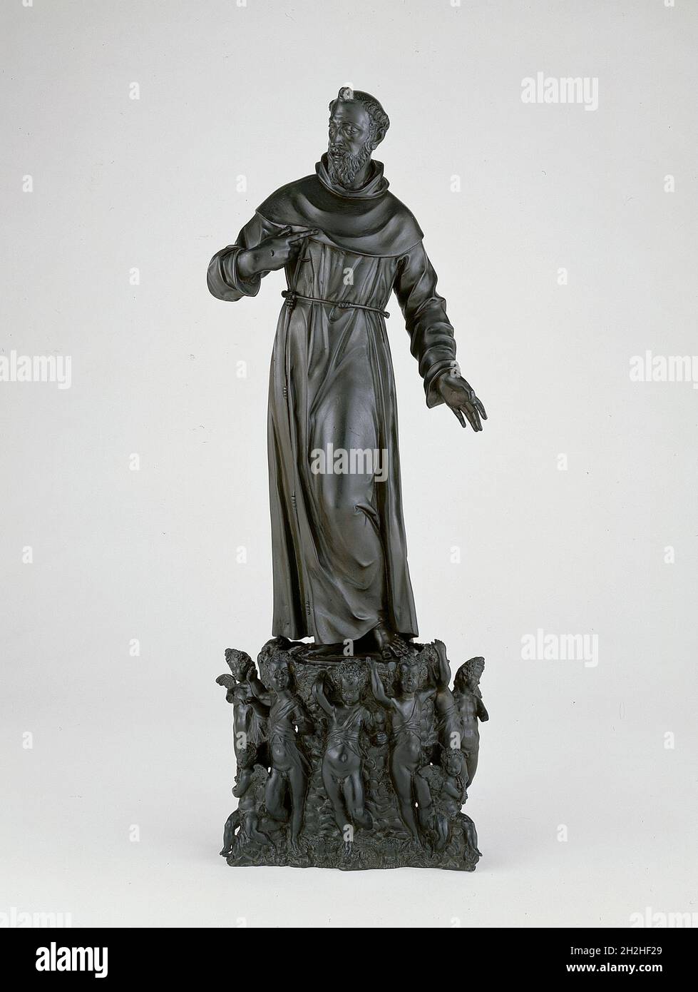 San Francesco d'Assisi; base con Putti, 1600/20. Attribuito a Nicolo Roccatagliata. Foto Stock