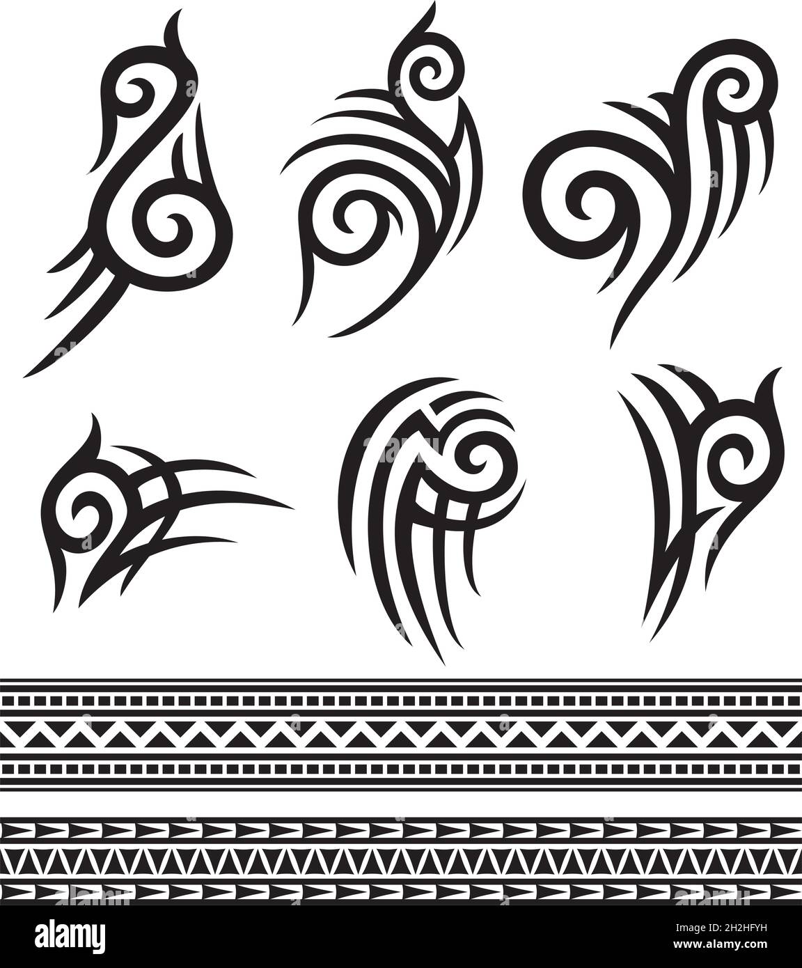 le icone tribali del tatuaggio impostano l'illustrazione vettoriale Illustrazione Vettoriale