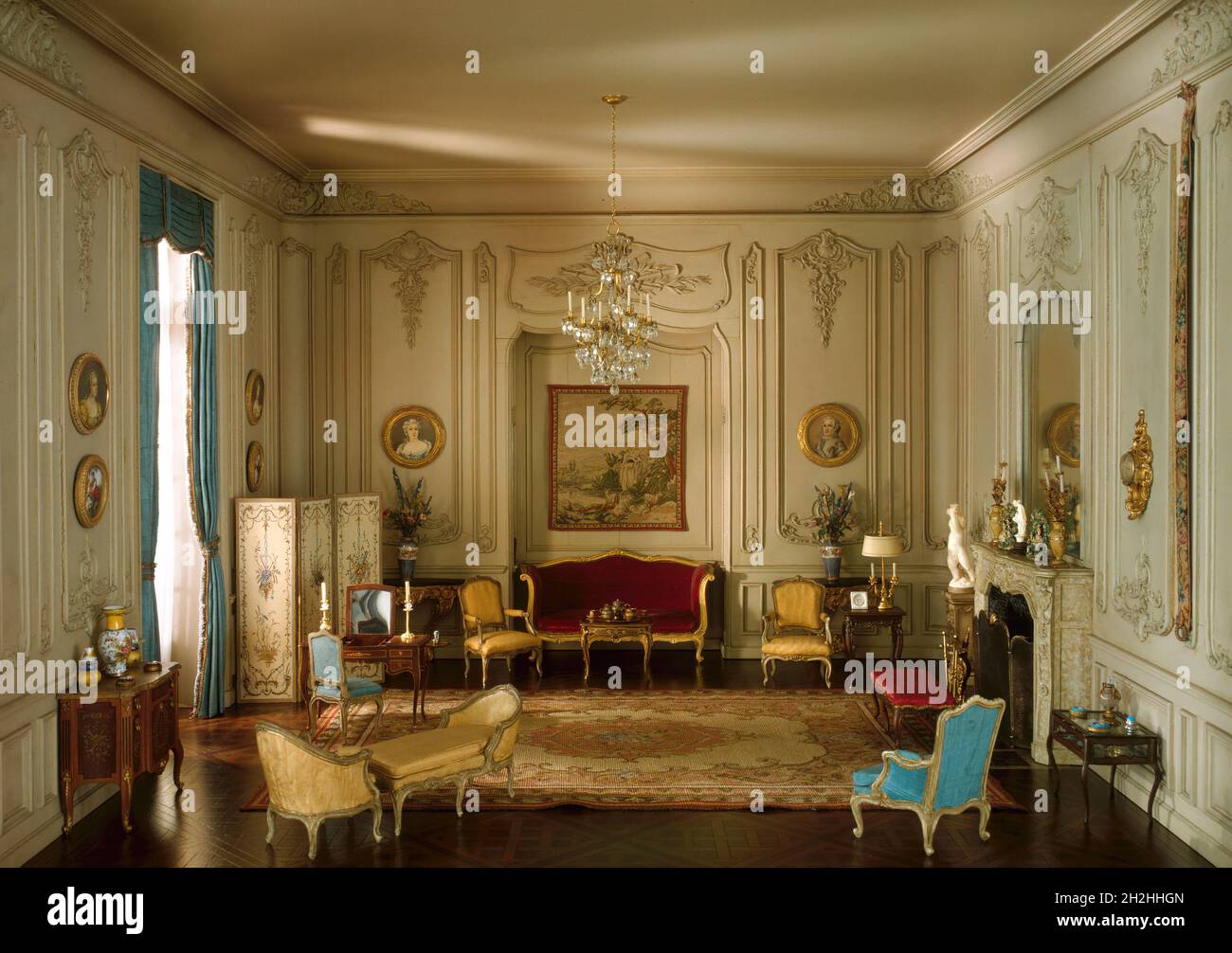 E-21: Boudoir francese del periodo Luigi XV, 1740-60, Stati Uniti, c.. 1937. Foto Stock