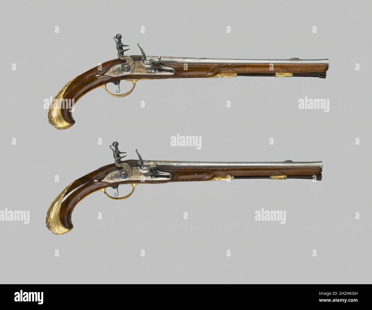 Pistola Holster flintlock (una di una coppia), li&#xe8;ge, 1720/30. Foto Stock