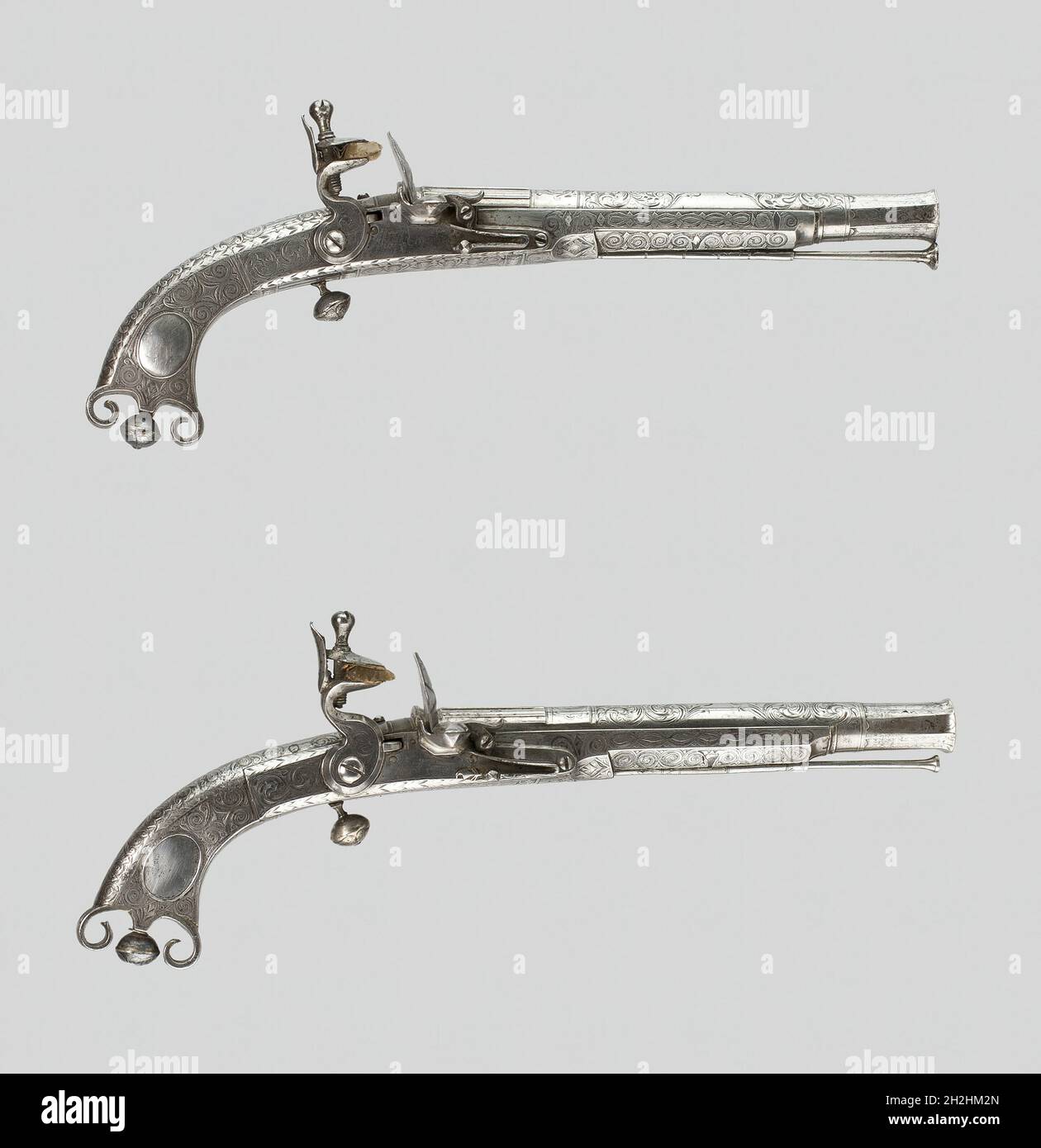 Coppia di pistole Flintlock, Scozia, 1750/75. Foto Stock