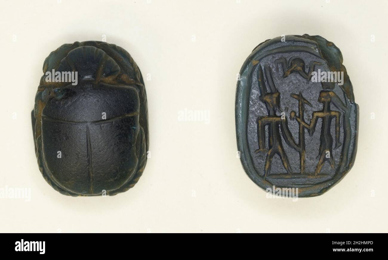 Scarab: Due divinità in piedi, Egitto, nuovo Regno, dinastie 18-20 (circa 1550-1069 a.C.). Foto Stock
