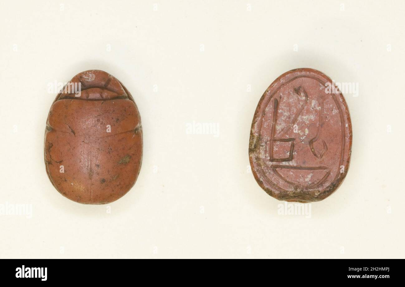 Scarab: Geroglifi (Corona Rossa, nfr- e nb-segni: Trigramma di Amun), Egitto, nuovo Regno, dinastie 18-19 (circa 1550-1186 a.C.). Foto Stock