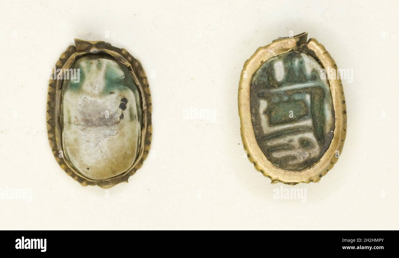 Scarab: Amun-Ra e Geroglifi, Egitto, nuovo Regno, Dinastie 18-20 (circa 1550-1069 a.C.). Foto Stock