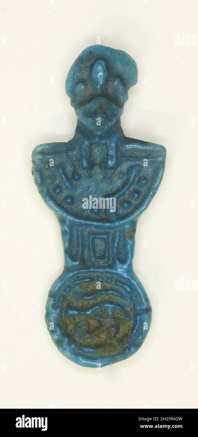 Amuleto di un Menat contropoise con la dea leone-capeggiata, Egitto, terzo periodo intermedio-periodo tardo, dinastie 25-26 (circa 747-525 a.C.). Foto Stock
