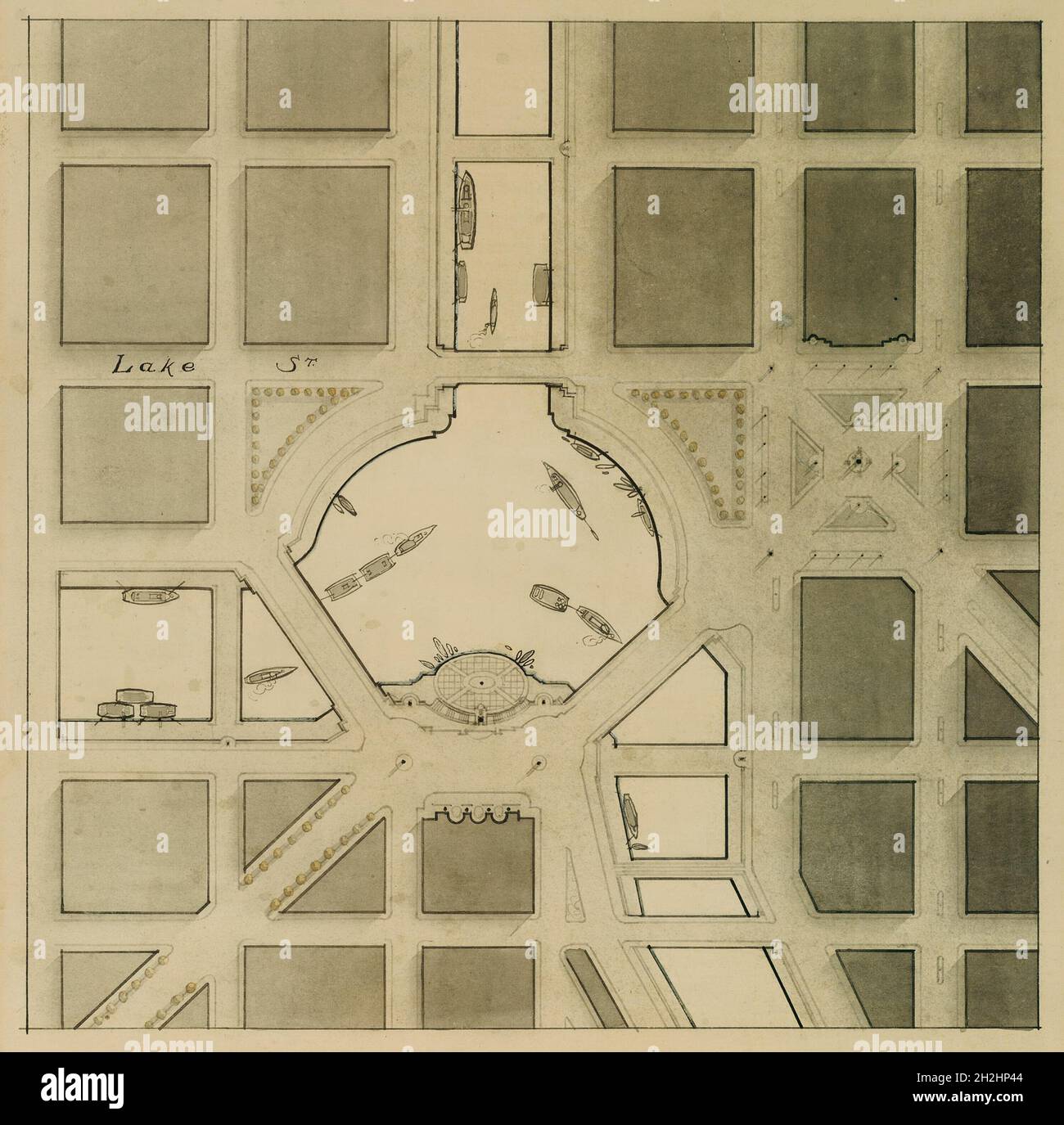 The Plan of Chicago Plate 106, Chicago, Illinois, Presentation Drawing, 1909. Foto Stock