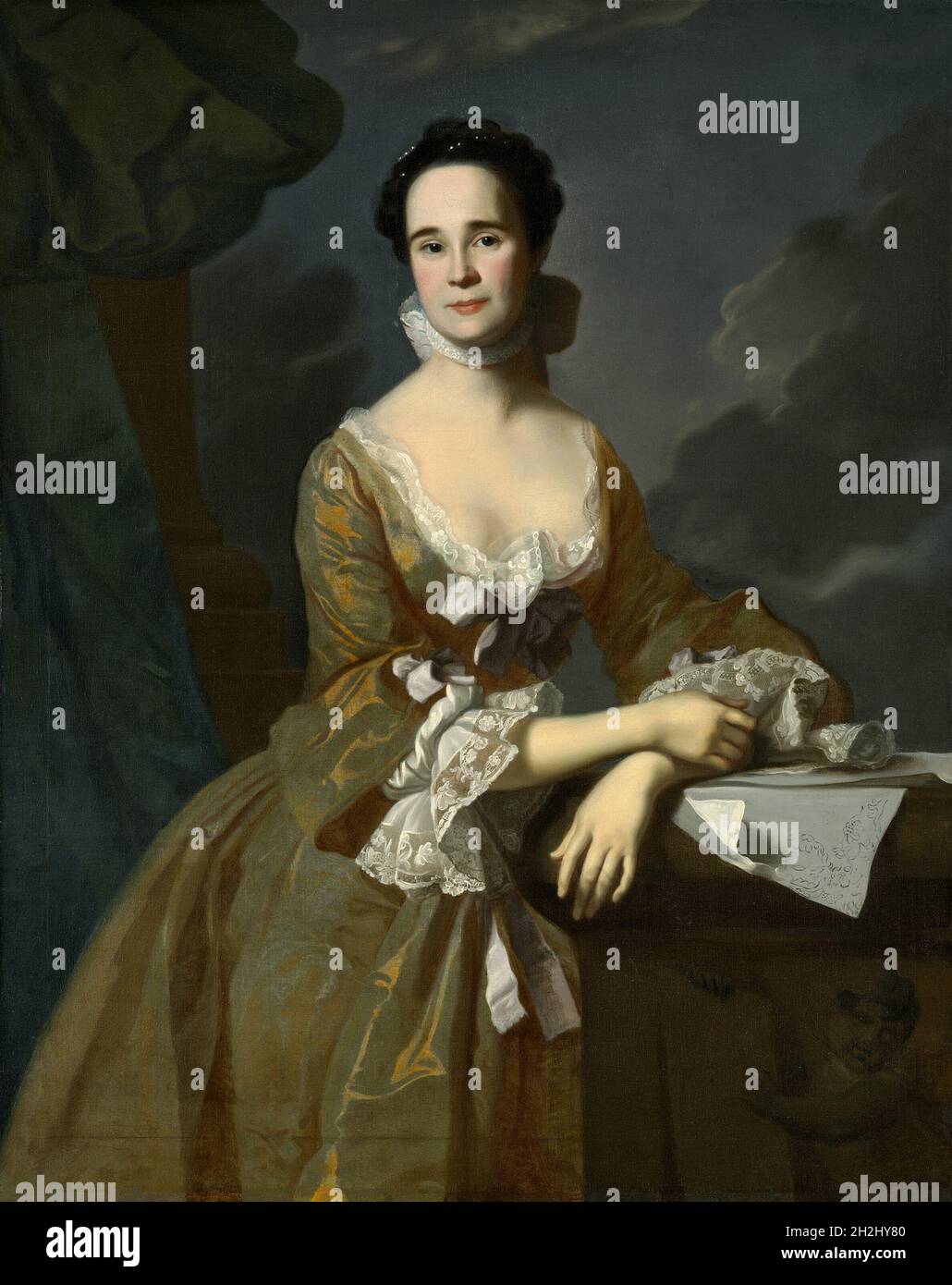 Sig.ra Daniel Hubbard (Mary Greene), c.. 1764. La sitter era la moglie di un mercante di Boston. Il suo status sociale è dimostrato dal suo abito di seta con maniche e collane con pizzo. Foto Stock