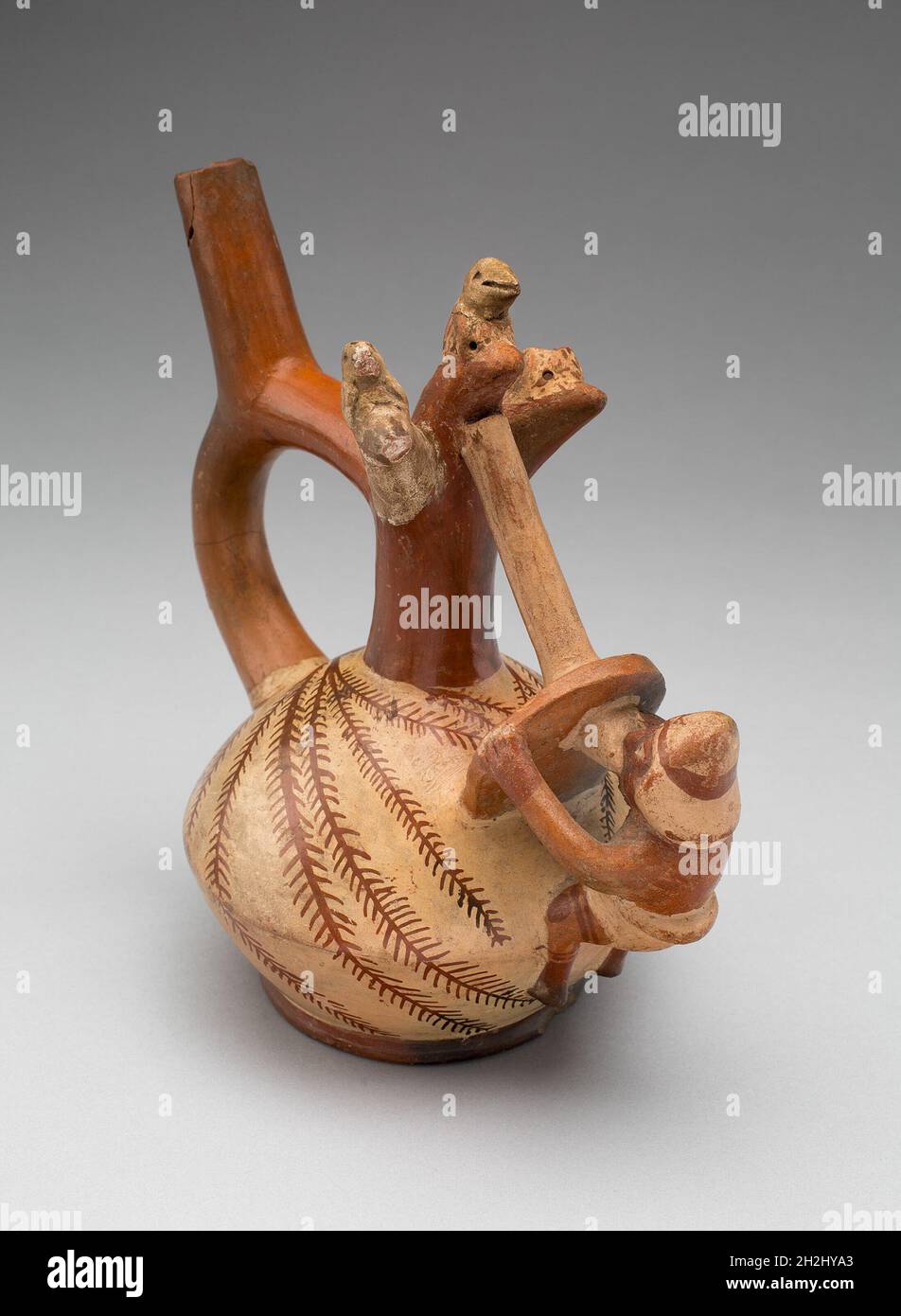 Vaso raffigurante una scena di caccia all'uccello, 100 a.C./d.C. 500. Foto Stock