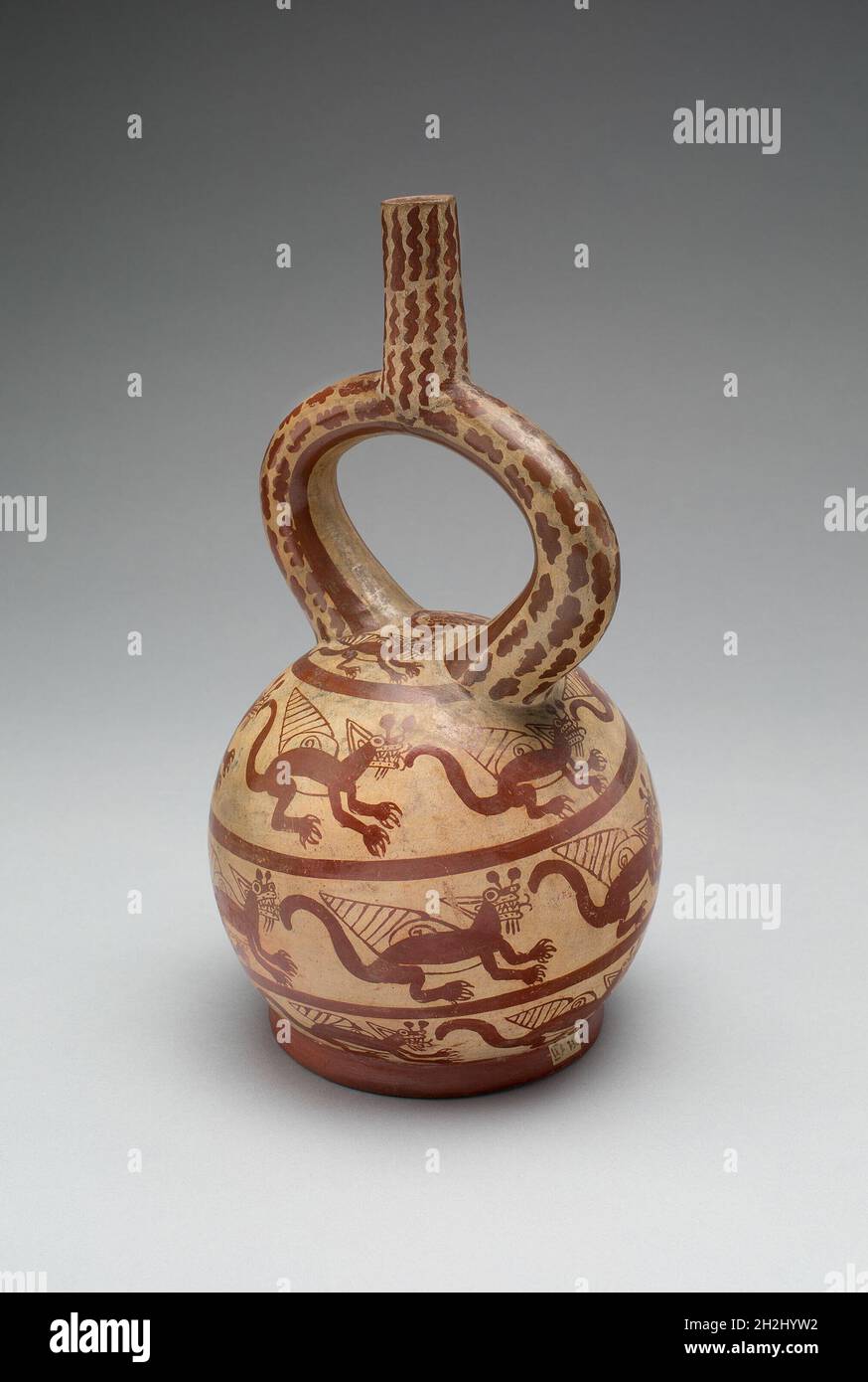 Vaso raffigurante le figure feline, 100 a.C./d.C. 500. Foto Stock