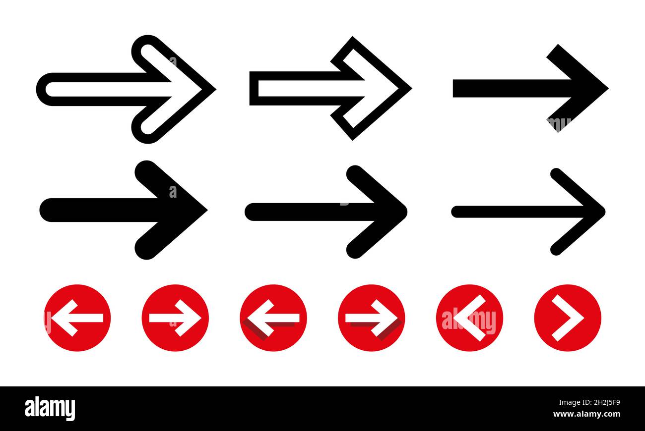 Frecce vettoriali impostate. Icone semplici frecce raccolta Illustrazione Vettoriale