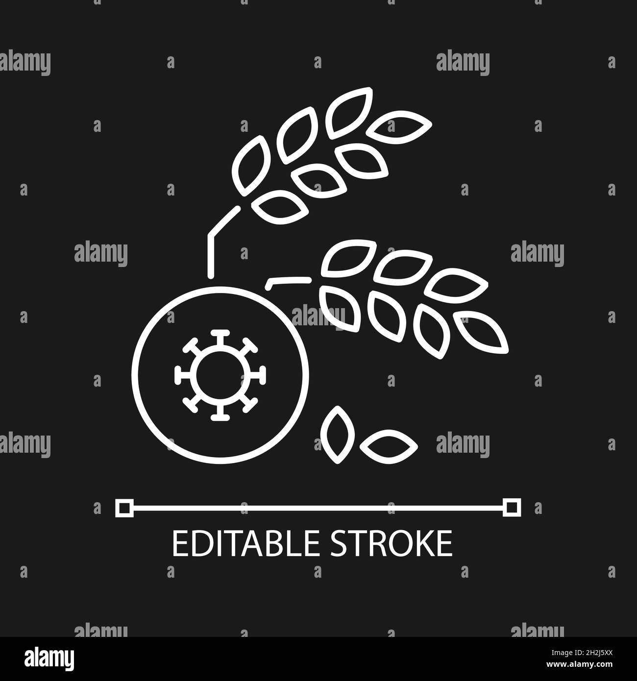 Icona lineare della malattia agricola per tema scuro Illustrazione Vettoriale