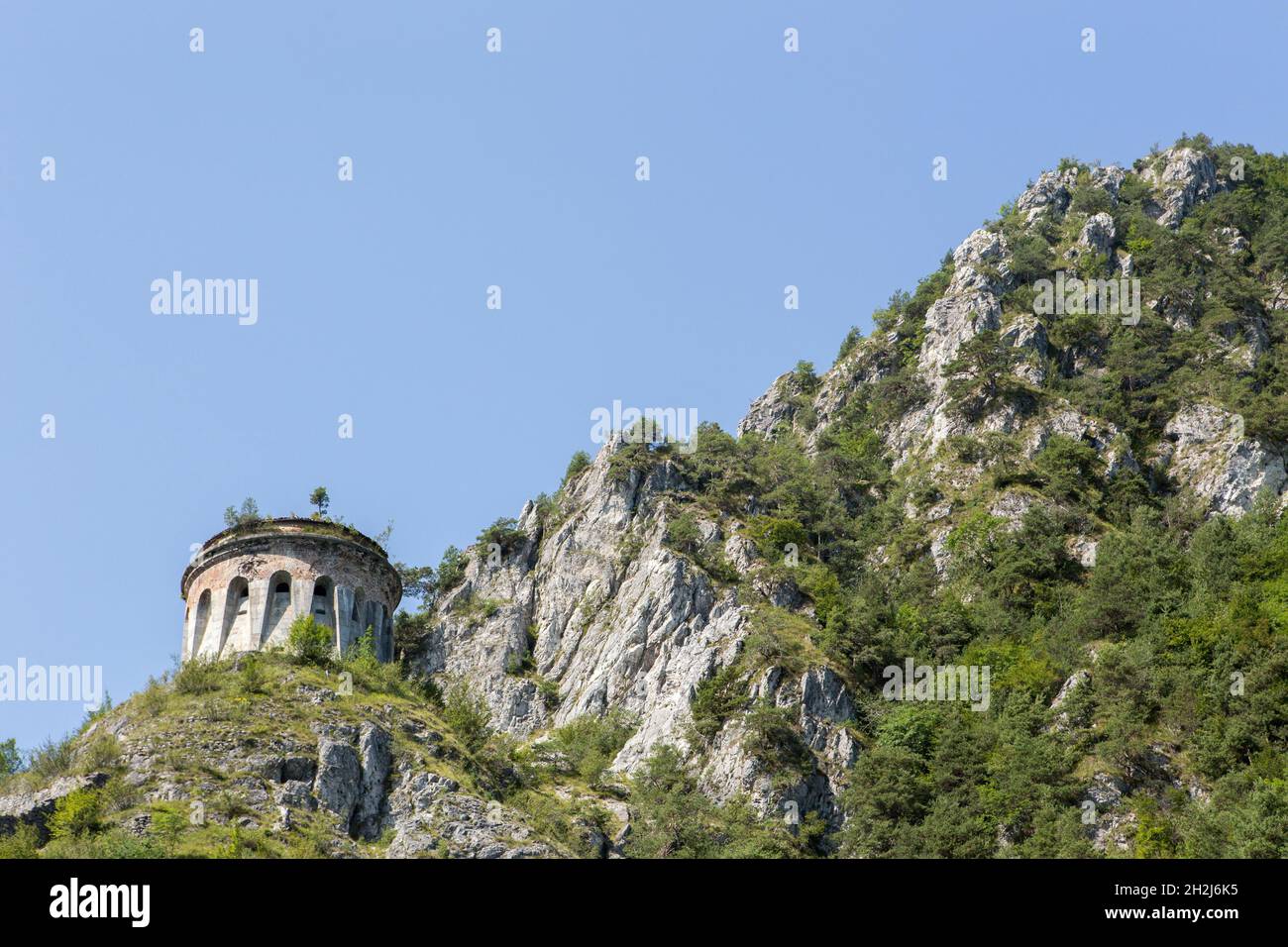 Rocca d'Anfo è la più grande fortezza napoleonica d'Italia sul lago d'Idro Foto Stock