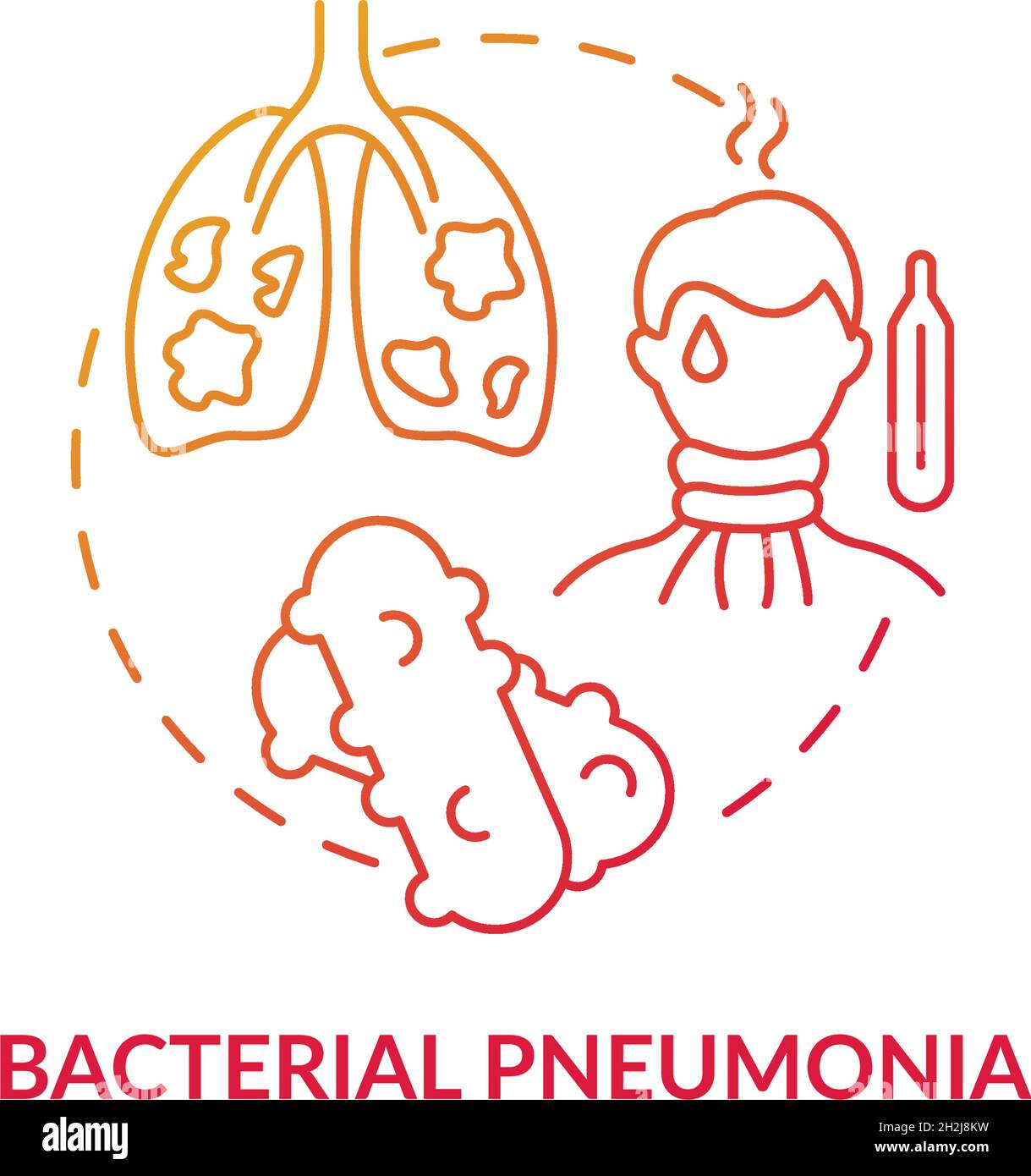 Icona del concetto di gradiente rosso della polmonite batterica Illustrazione Vettoriale