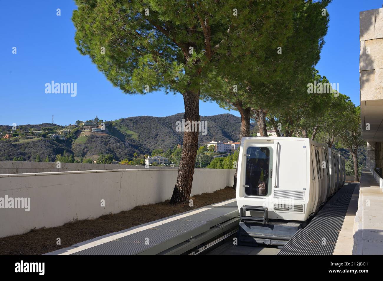 L'incredibile Getty Center nelle montagne di Santa Monica si affaccia su Los Angeles, Brentwood, California Foto Stock