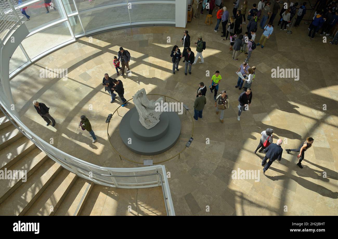 L'incredibile Getty Center nelle montagne di Santa Monica si affaccia su Los Angeles, Brentwood, California Foto Stock