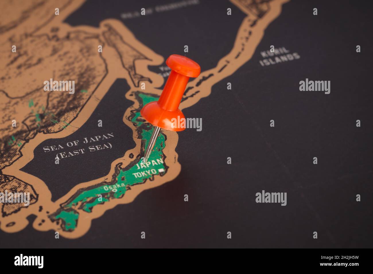 Luogo Giappone. Pin rosso sulla mappa. Foto Stock