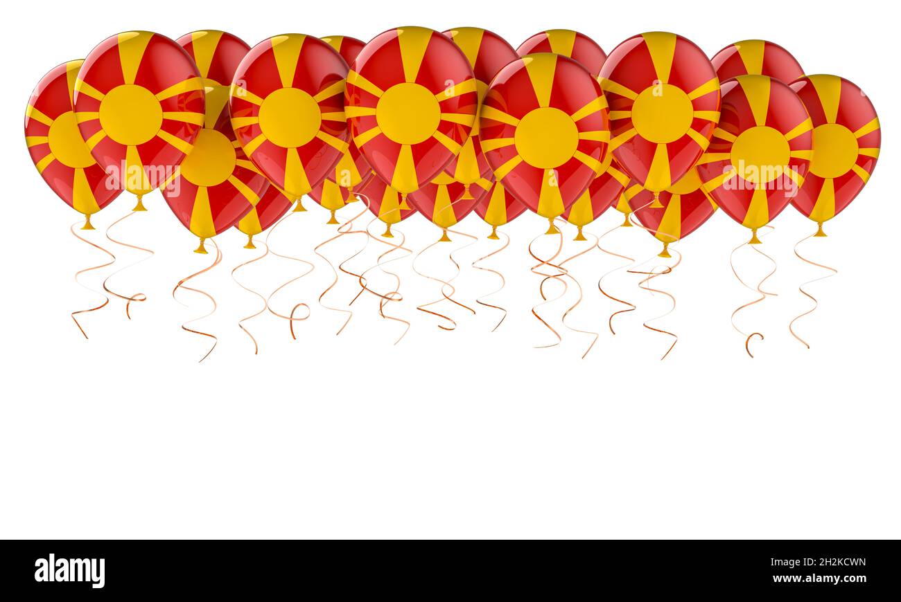 Palloncini con bandiera macedone, 3D rendering isolato su sfondo bianco Foto Stock