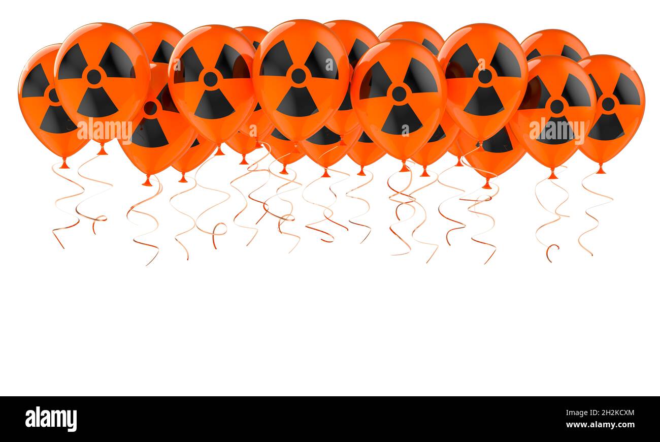 Bollature con segno di radiazione, rendering 3D isolato su sfondo bianco Foto Stock