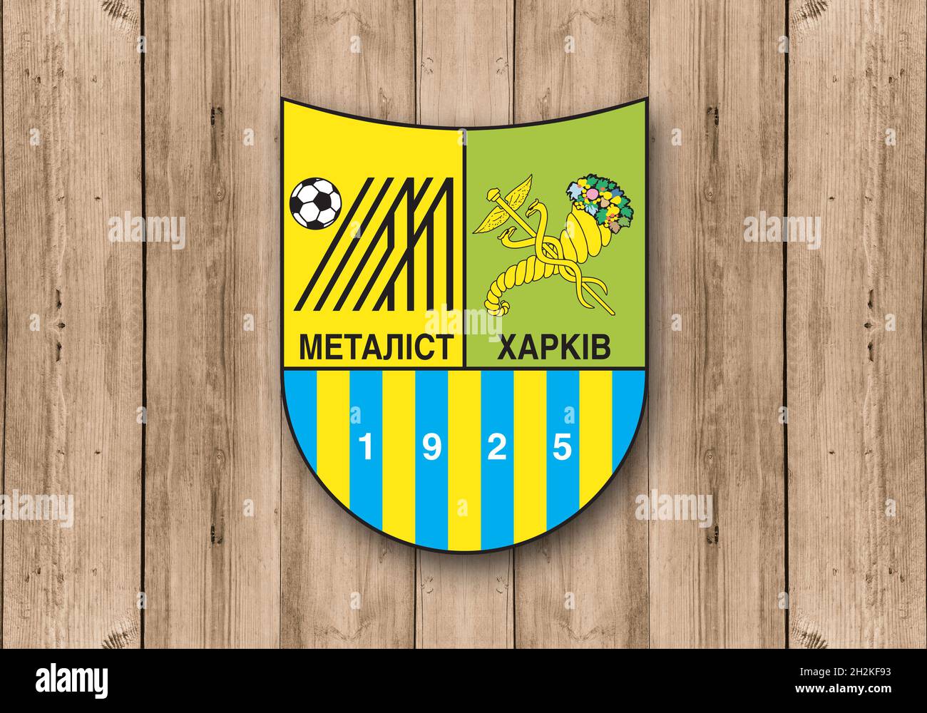 Stemma FC Metalist Kharkiv, club di calcio dall'Ucraina Foto Stock