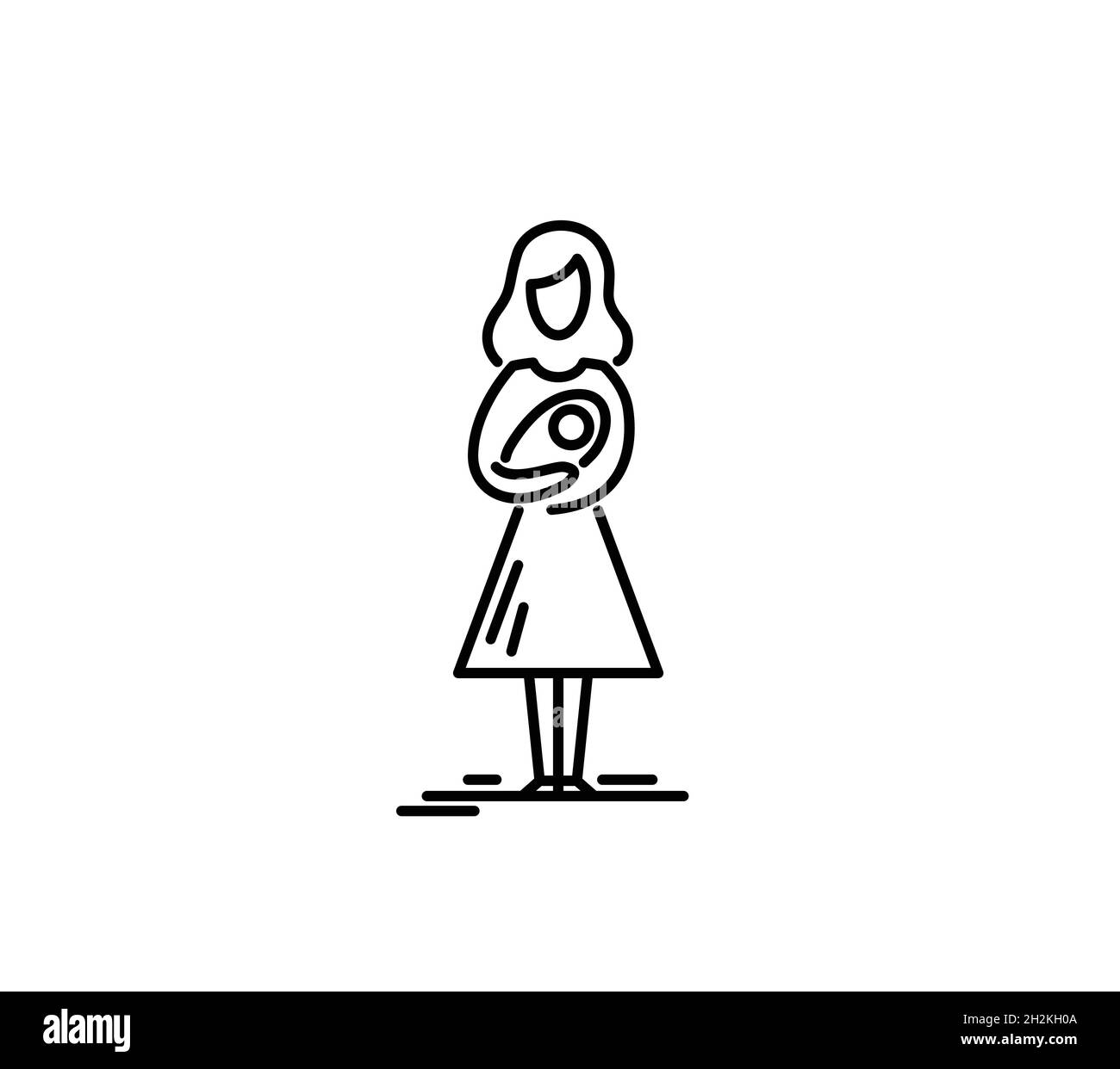 Giovane madre con il bambino fra le braccia. Illustrazione Vettoriale