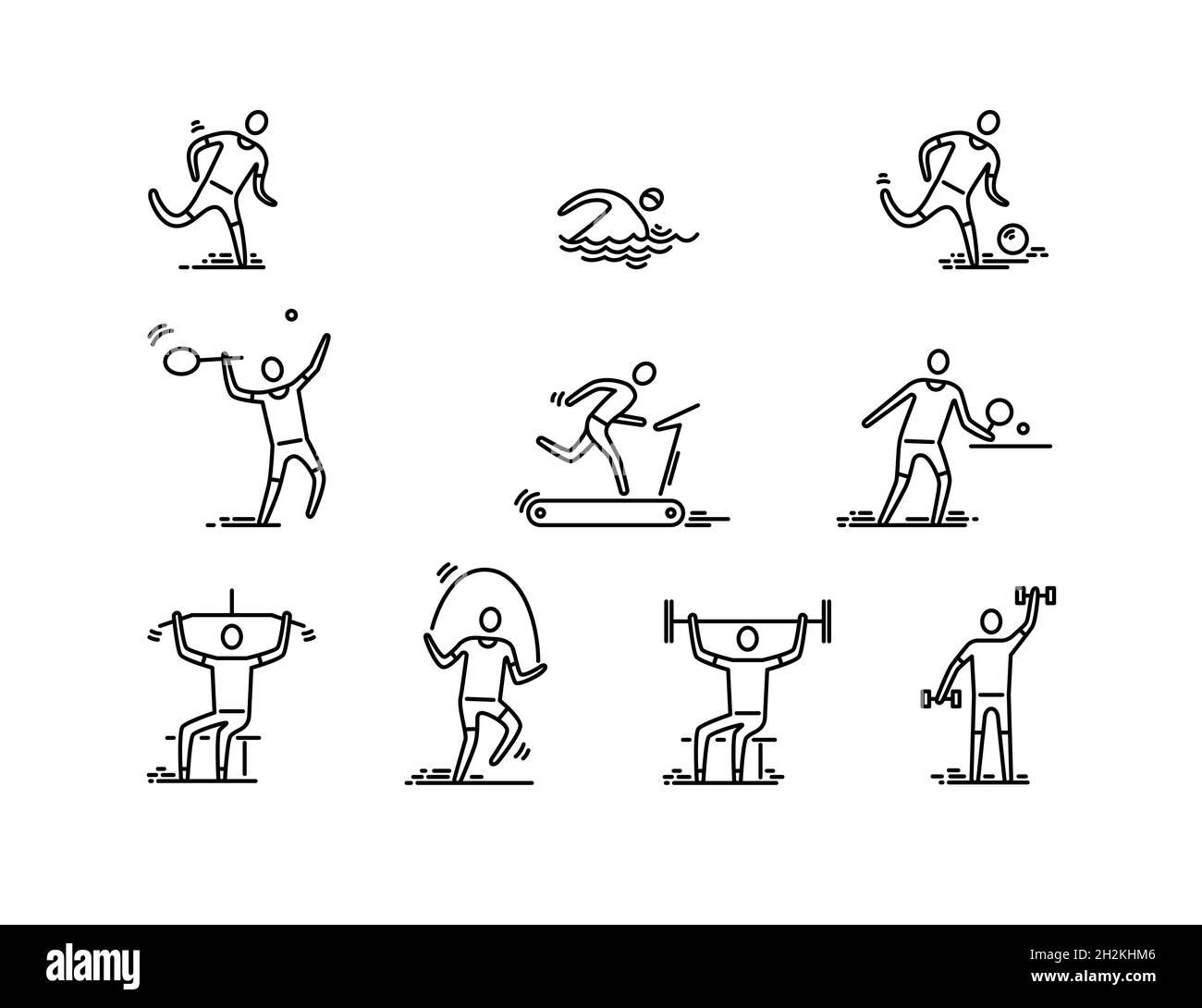 Persone, sport, fitness icona vettore icone linea sottile Illustrazione Vettoriale