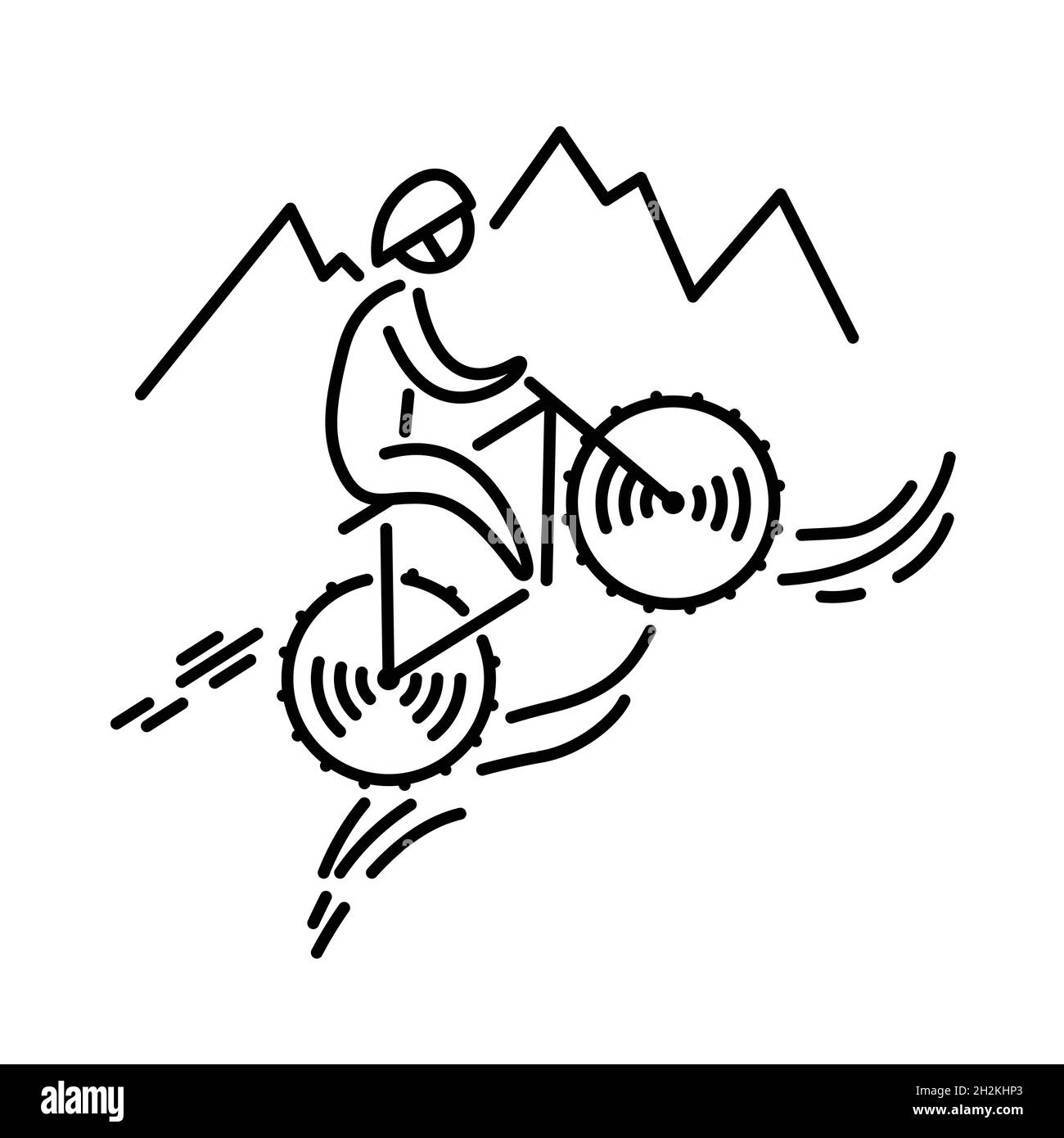 Mountain bike icona vettore. Ciclismo. Bicicletta. Icona a linea sottile Illustrazione Vettoriale