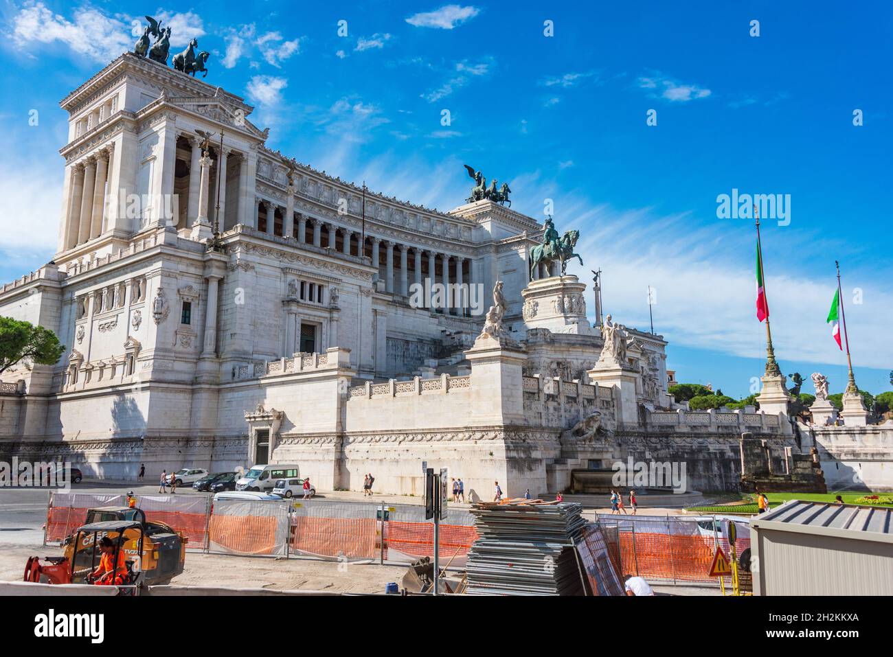 Roma, Italia - Novembre 04 2018: Cantiere e lavori di costruzione prima dell'altare della Patria, Piazza Venezia, il monumento a Vittorio Foto Stock