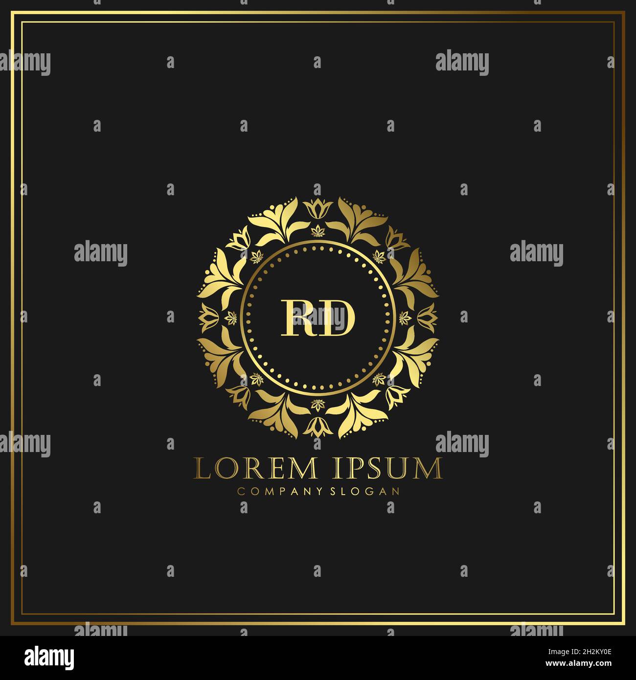 RD Initial Letter Luxury Logo template in Vector per Ristorante, Royalty, Boutique, Cafe, Hotel, Heraldic, Gioielli, Moda e altri illustrat vettoriali Illustrazione Vettoriale