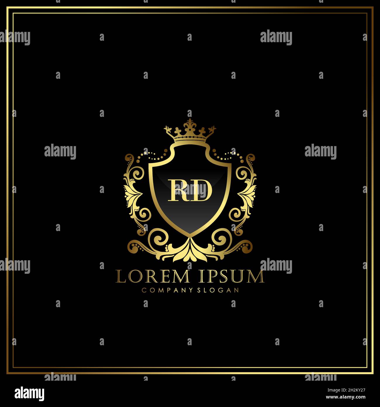 RD Initial Letter Luxury Logo template in Vector per Ristorante, Royalty, Boutique, Cafe, Hotel, Heraldic, Gioielli, Moda e altri illustrat vettoriali Illustrazione Vettoriale