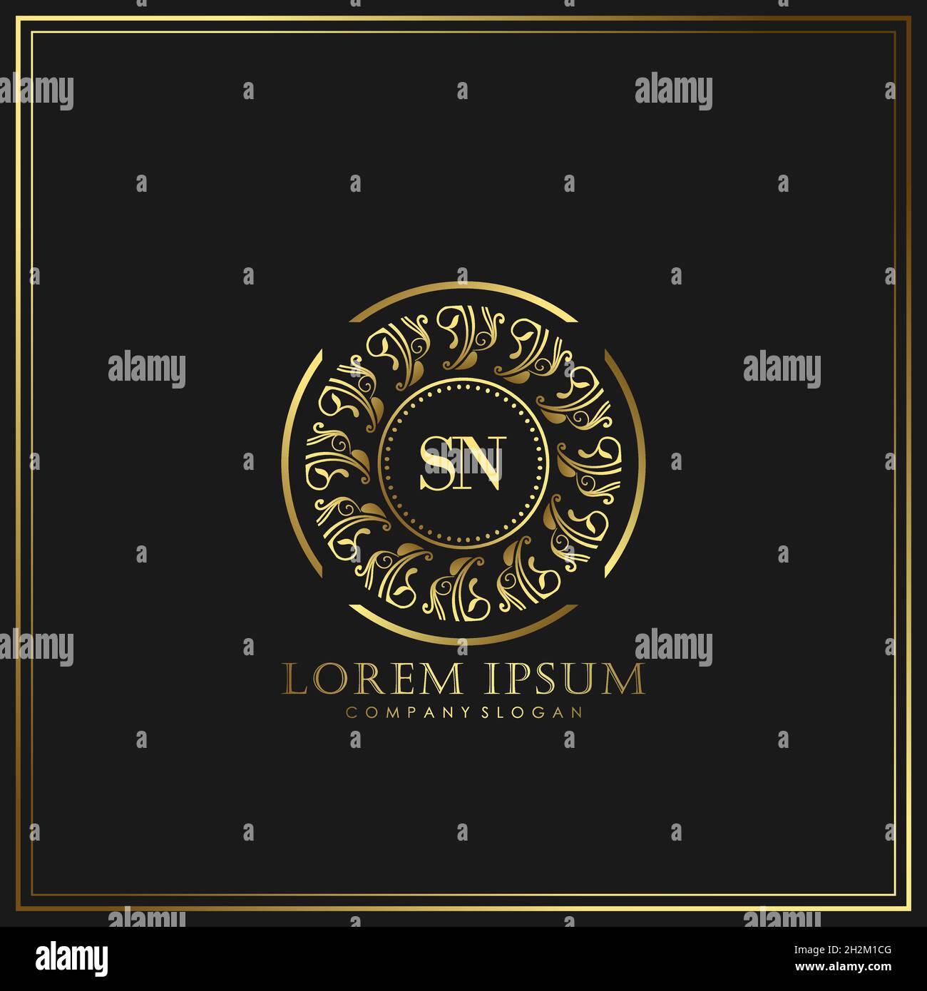 SN Initial Letter Luxury Logo template in Vector per Ristorante, Royalty, Boutique, Cafe, Hotel, Araldico, Gioielli, Moda e altri illustrat vettoriali Illustrazione Vettoriale