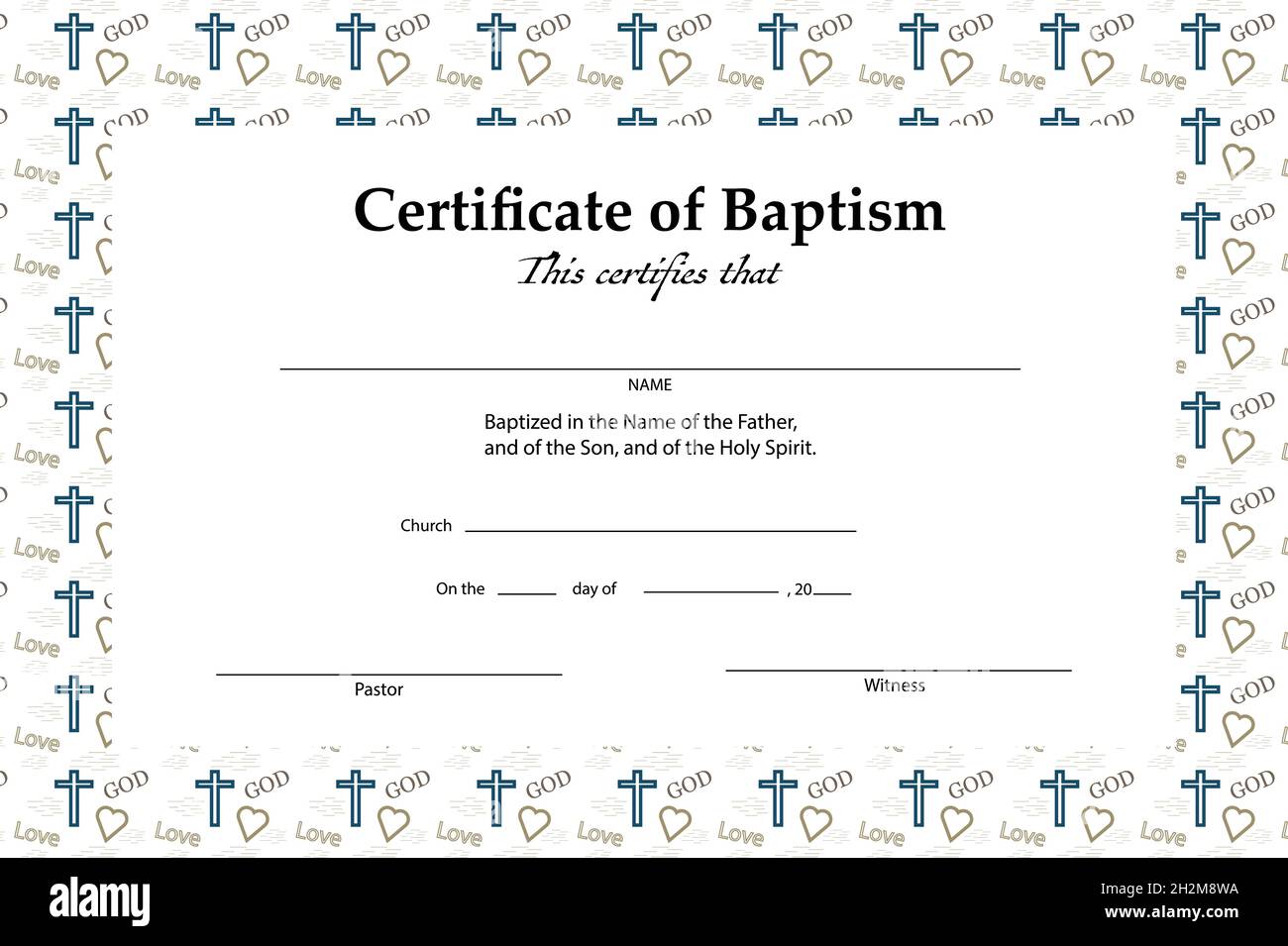 Certificato Di Idoneità Al Battesimo Baptism certificate Immagini Vettoriali Stock - Alamy