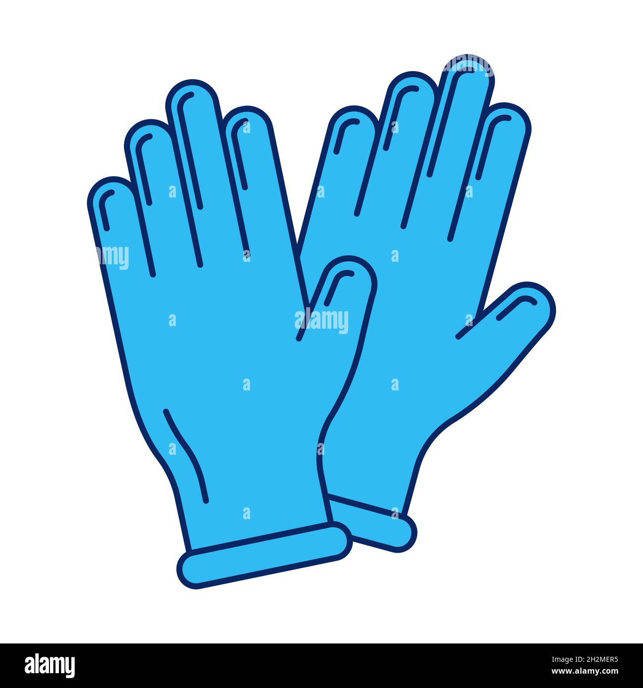 Paio di guanti blu per uso medico - icona a forma di profilo piatto.  Simbolo di prevenzione del coronavirus. Protezione individuale significa  per la pandemia COVID-19 Immagine e Vettoriale - Alamy