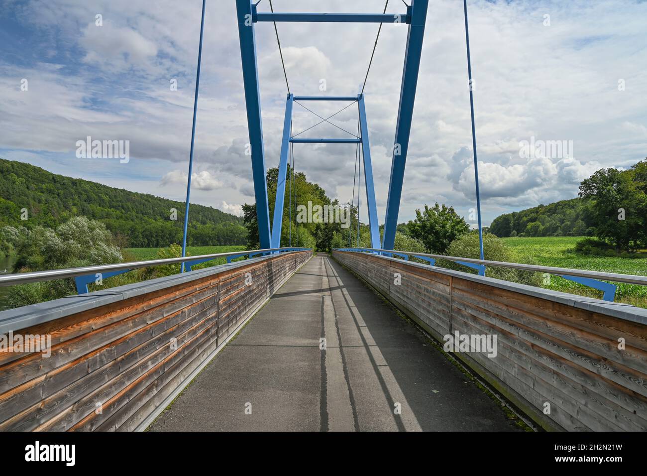 Radwegebrücke bei Frankenroda, Werra, Hessen, Deutschland Foto Stock