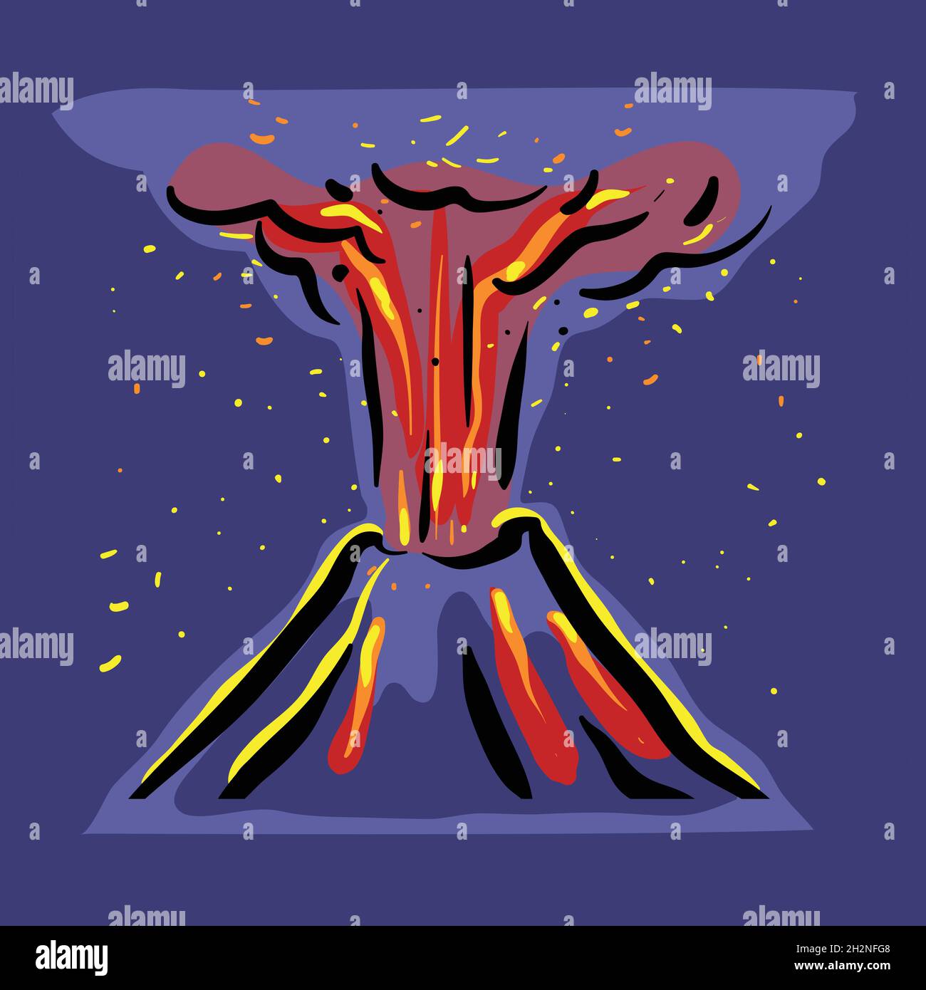 Clip art eruzione vulcanica Illustrazione Vettoriale