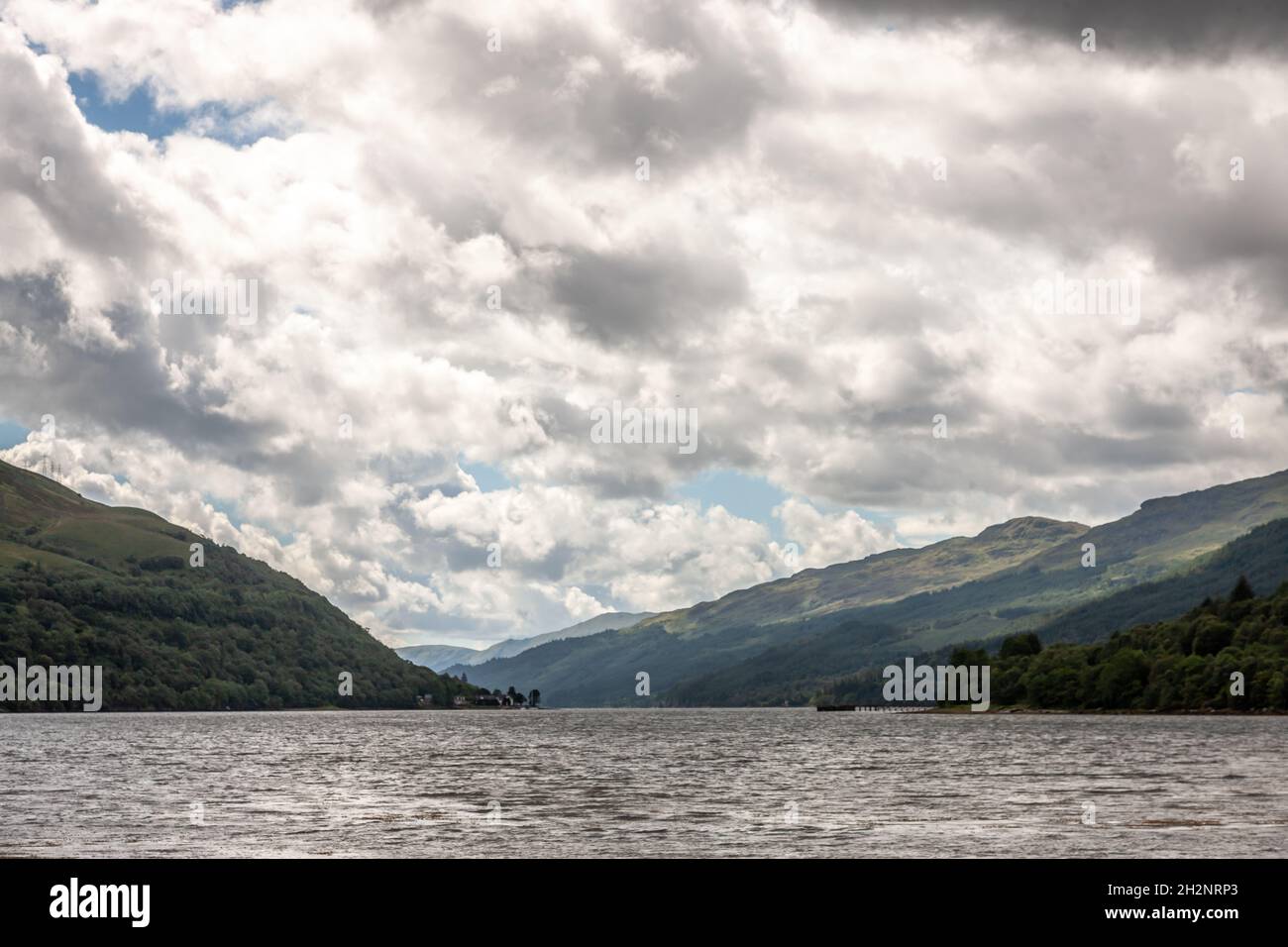 Vista di Loch Lomond, Luss, Argyll e Bute, Scozia Foto Stock