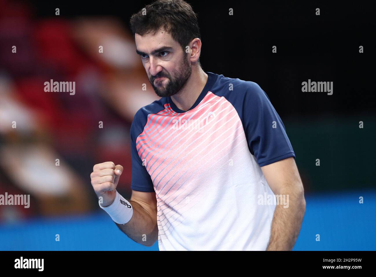 Marin Cilic reagisce durante la VTB Kremlin Cup 2021 al Palazzo di ginnastica Irina Viner-Usmanova a MOSCA, - OTTOBRE 23: (Foto di Anatoliy Medved) Foto Stock