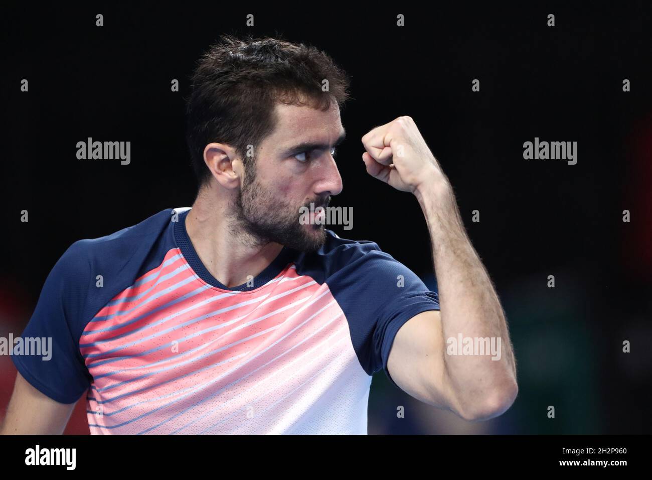 Marin Cilic reagisce durante la VTB Kremlin Cup 2021 al Palazzo di ginnastica Irina Viner-Usmanova a MOSCA, - OTTOBRE 23: (Foto di Anatoliy Medved) Foto Stock