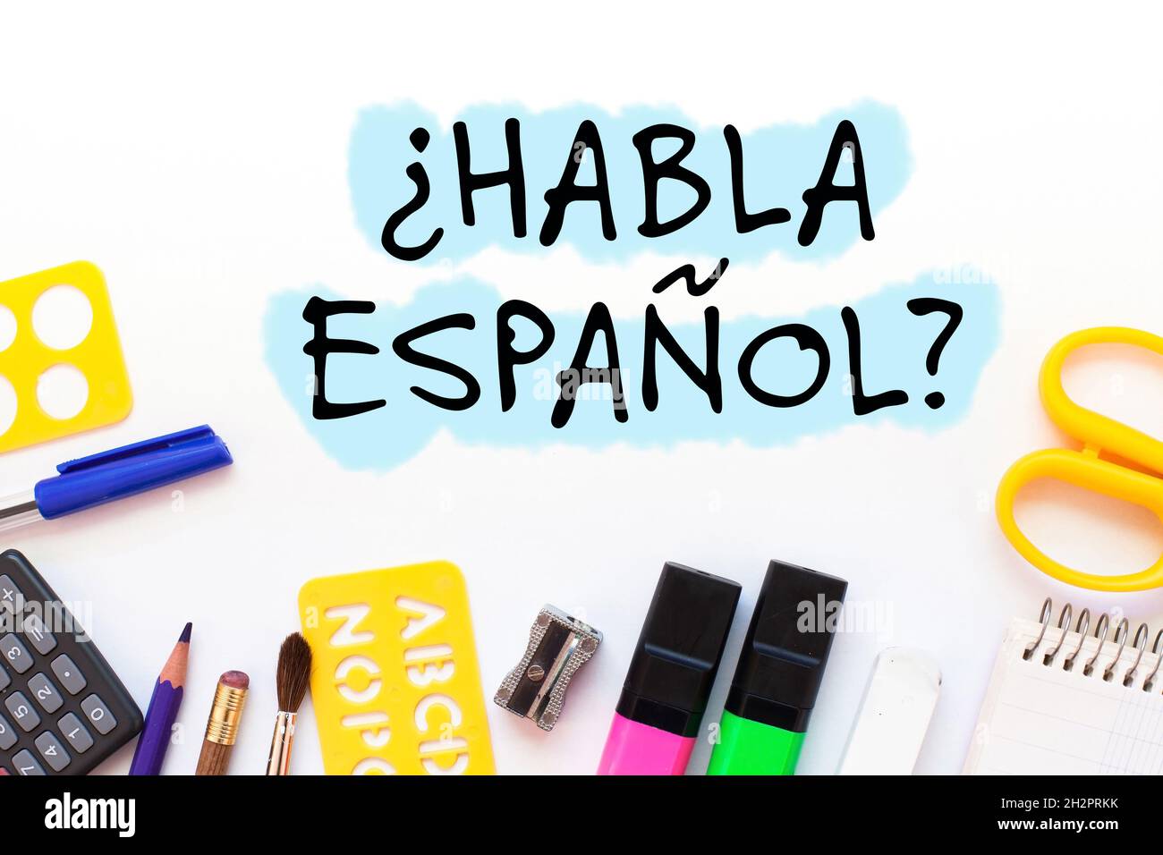 Parlate spagnolo, imparate il concetto di lingua, habla espanol Foto Stock