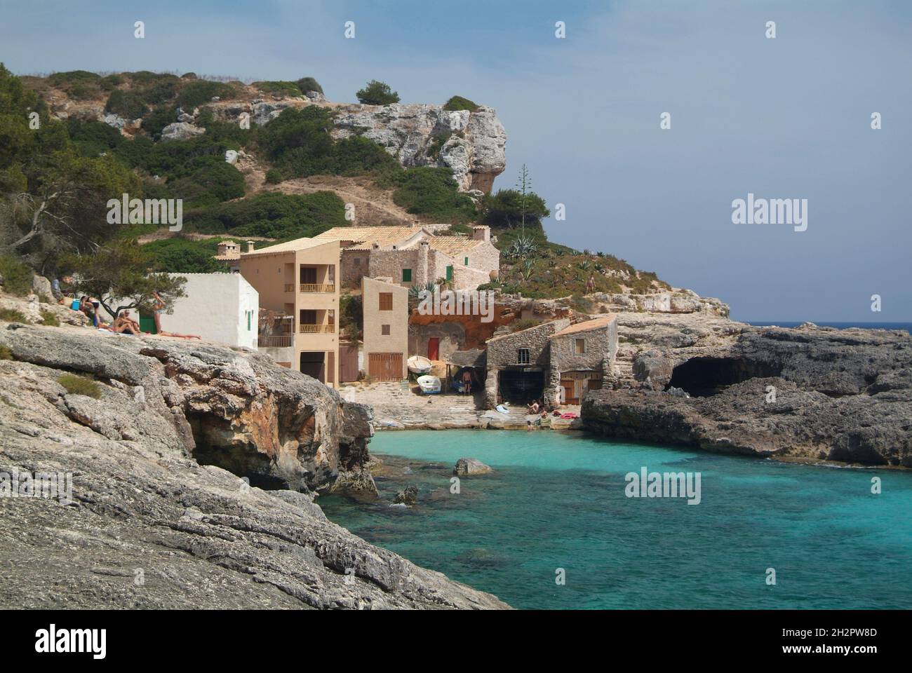 Europa, Spagna, Maiorca, Santanyi, Cala S'Almonia; Fischerdorf Foto Stock