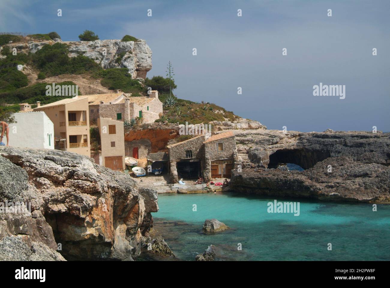 Europa, Spagna, Maiorca, Santanyi, Cala S'Almonia; Fischerdorf Foto Stock