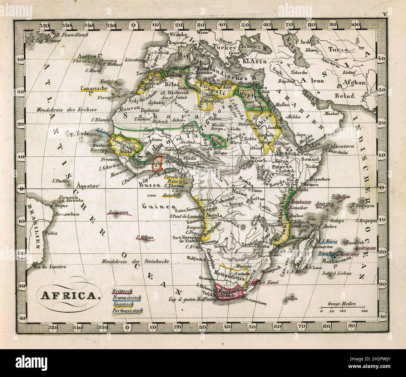 Africa Mappa 1874 Gotha Justus Perthes Atlas Foto Stock