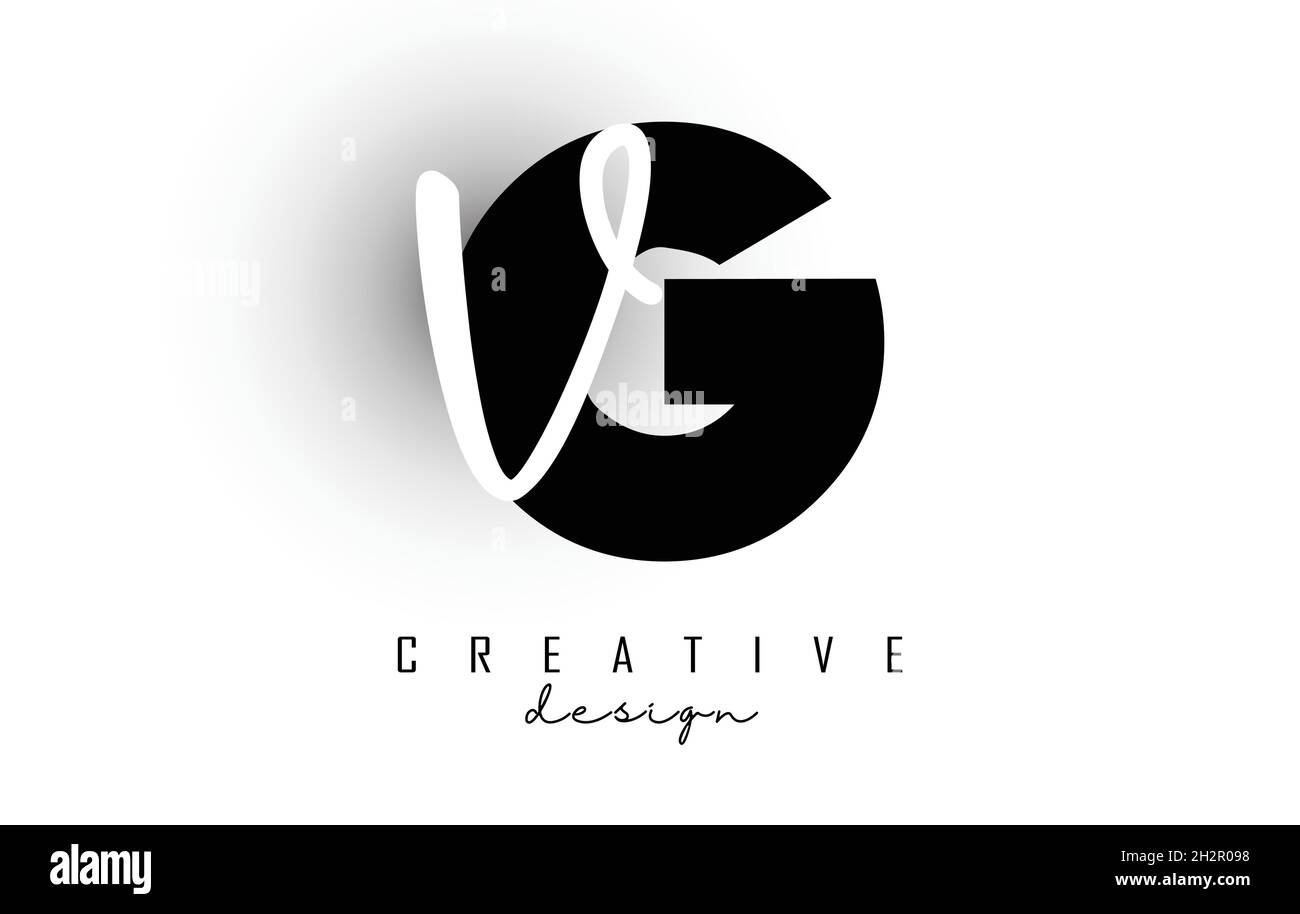Logo GV in lettere dal design minimalista. Lettere G e V con tipografia geometrica e manoscritta. Illustrazione di Creative Vector con lettere. Illustrazione Vettoriale