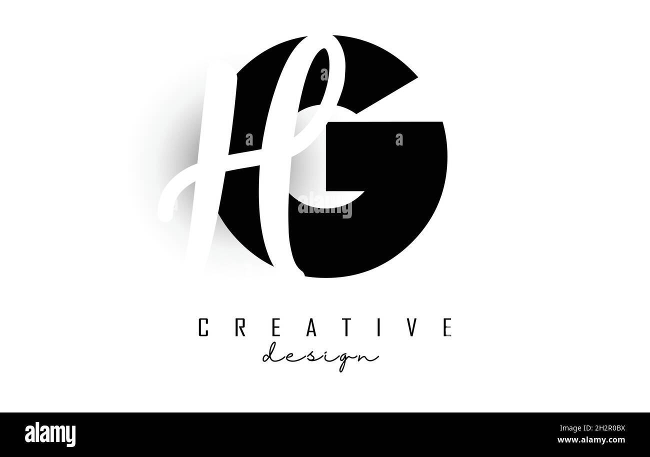 Logo GH in lettere dal design minimalista. Lettere G e H con tipografia geometrica e manoscritta. Illustrazione di Creative Vector con lettere. Illustrazione Vettoriale